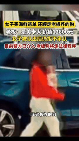 买海鲜逃单，抱走摊主12800元的小狗，被报警后拉黑民警！秦皇岛这位红衣女士，真