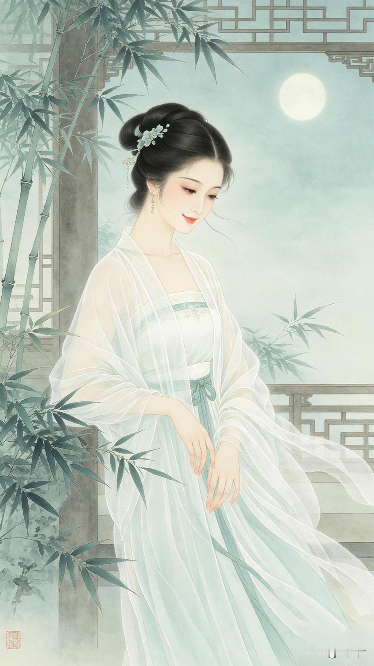 沉鱼落雁
世间女子万般风情，最动人莫过于沉鱼落雁之姿。眉眼温婉藏柔情，身姿清雅自