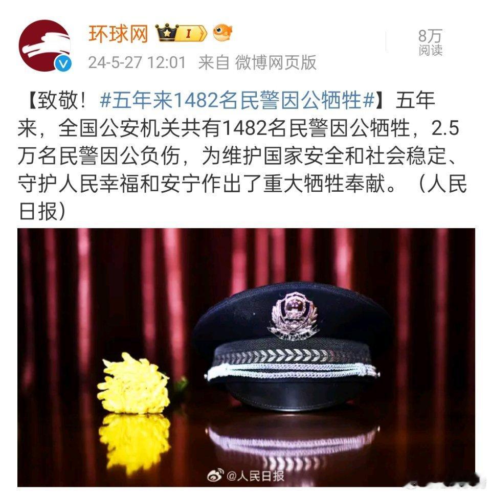 #五年来1482名民警因公牺牲#，致敬，缅怀[鲜花] ​​​