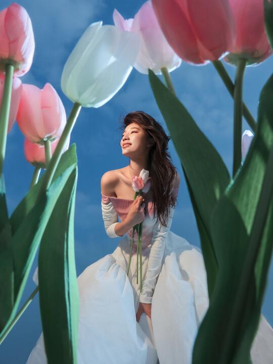 阴天闪光灯➕仿真郁金香🌷拍出花海大片
