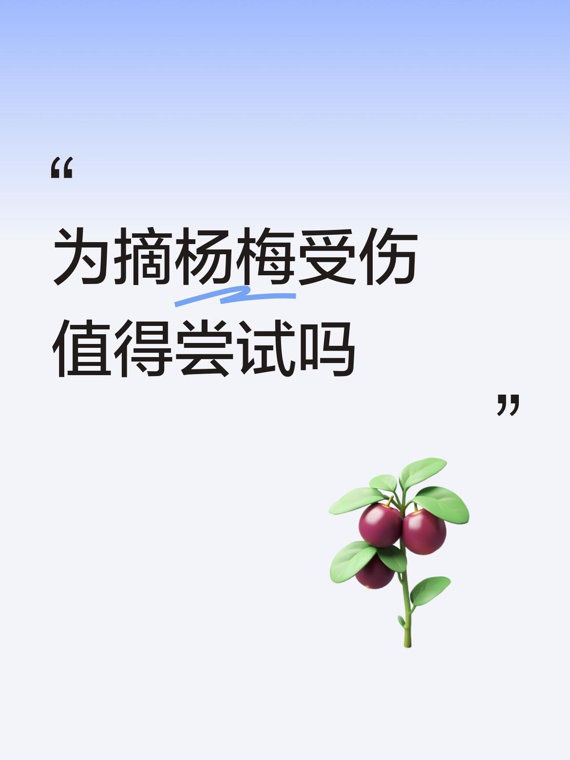 为摘杨梅受伤值得尝试吗上山摘杨梅出事故，一是贪小便宜，二是好玩，三是没有安全知识