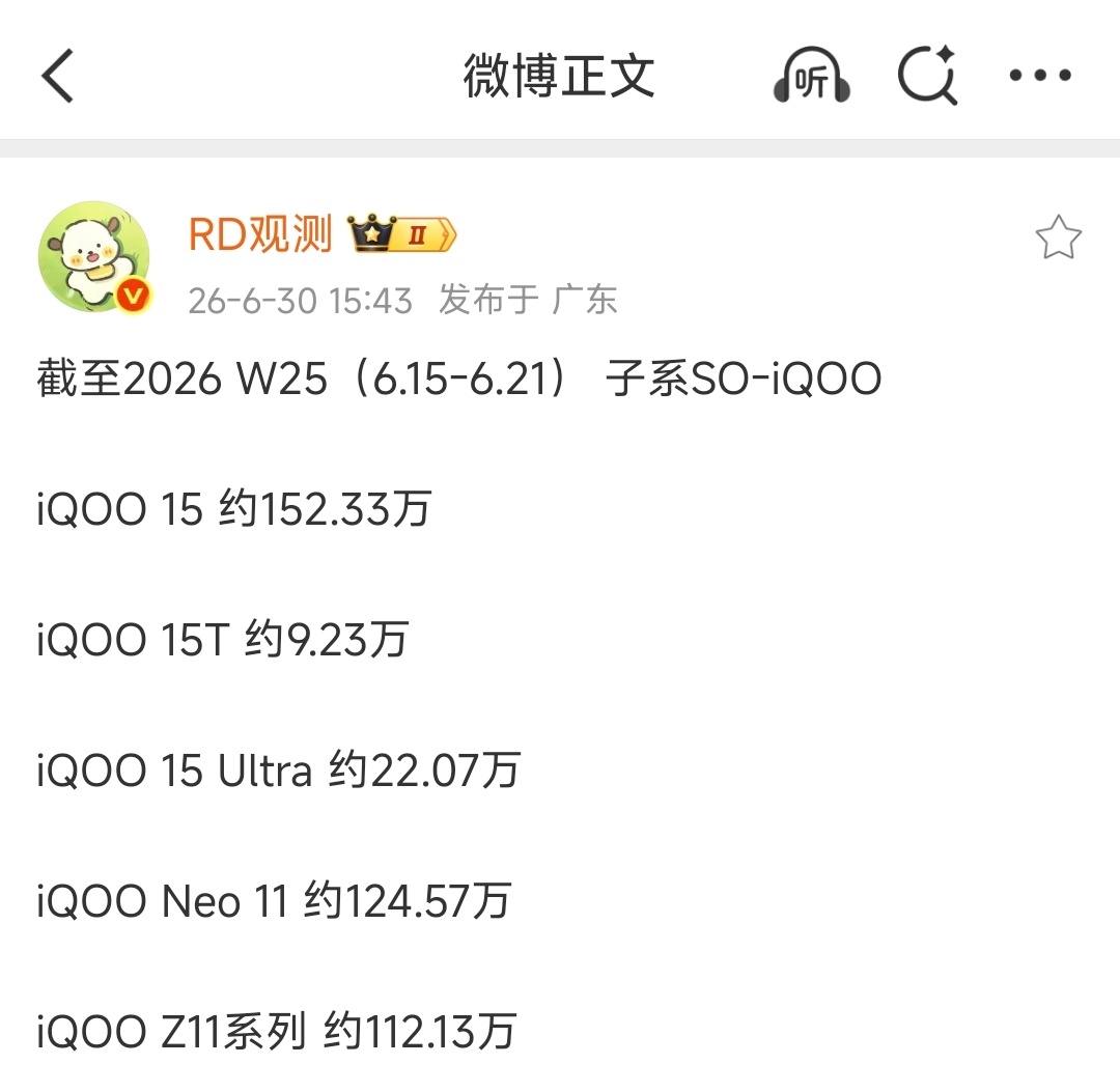 卧槽！iQOO这销量真牛掰啊有三款手机的销量都过百万了，友商要加油了.... 