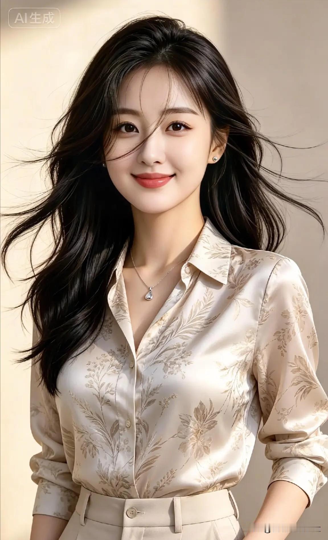 卜算子·清妍
 
风拂鬓丝柔，浅笑含春煦。
素缎衫轻印浅花，雅韵凝眉宇。
暖光映
