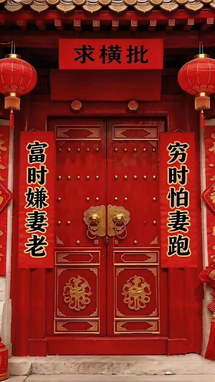 上联：穷时怕妻跑
下联：富时嫌妻老
横批：两头害怕

这横批“两头害怕”真是精准