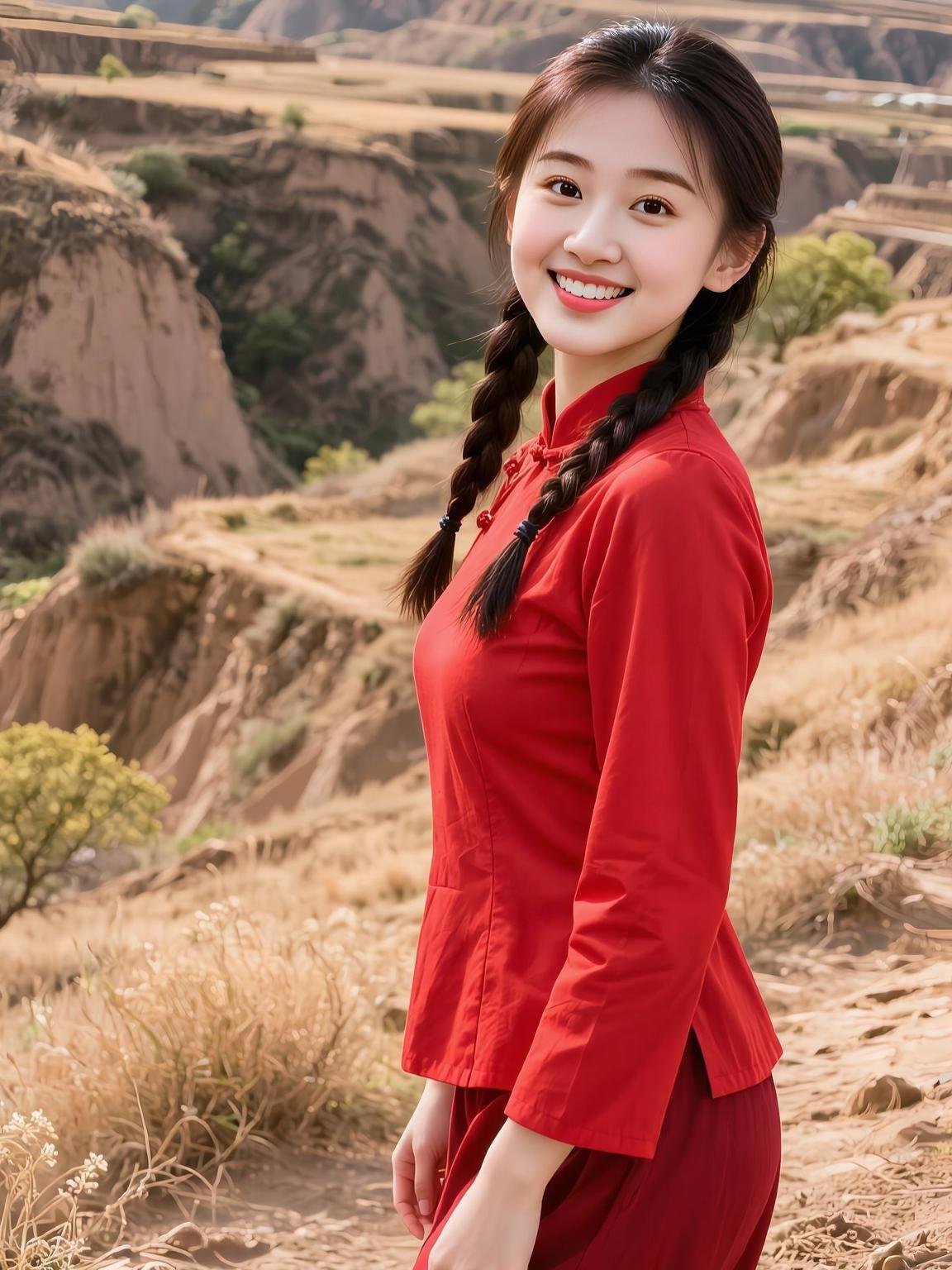 AI陕北红衣写真 抖音ai创作 助手抖音 抖音推广 红装山乡少女