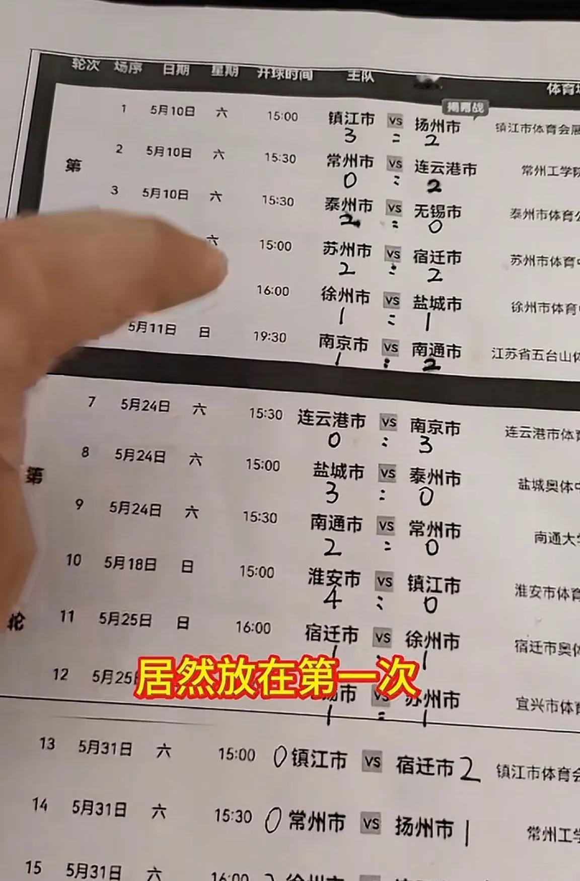 首轮就把前四全打完了！

现在干等一周，连回放都刷包浆。

徐州对盐城，南京对南