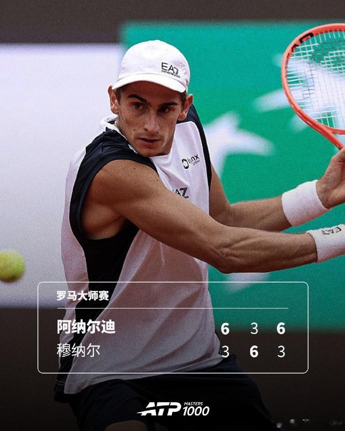 ATP1000罗马大师赛首轮：阿纳尔迪2-1击败穆纳尔，下轮对德米纳尔
