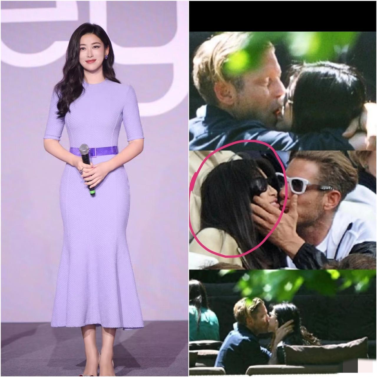 朱珠早年国外生活照突然火了！

亮片衣配随性的姿态，吐舌头还夹

着烟，身边围着