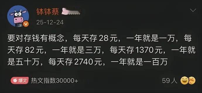 如果你对存钱没有感觉，那么花钱呢？
每天喝一杯奶茶，15块。那么一年下来就要花5