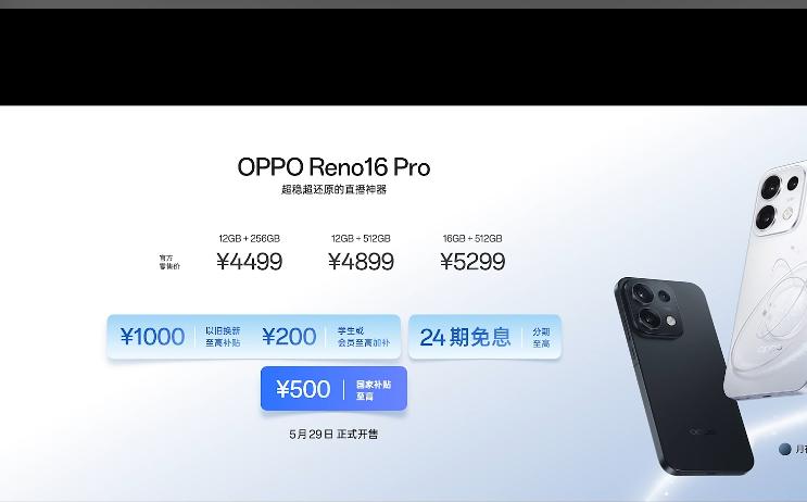 OPPO Reno16系列价格来啦
OPPO Reno16国补后售价2999元起
