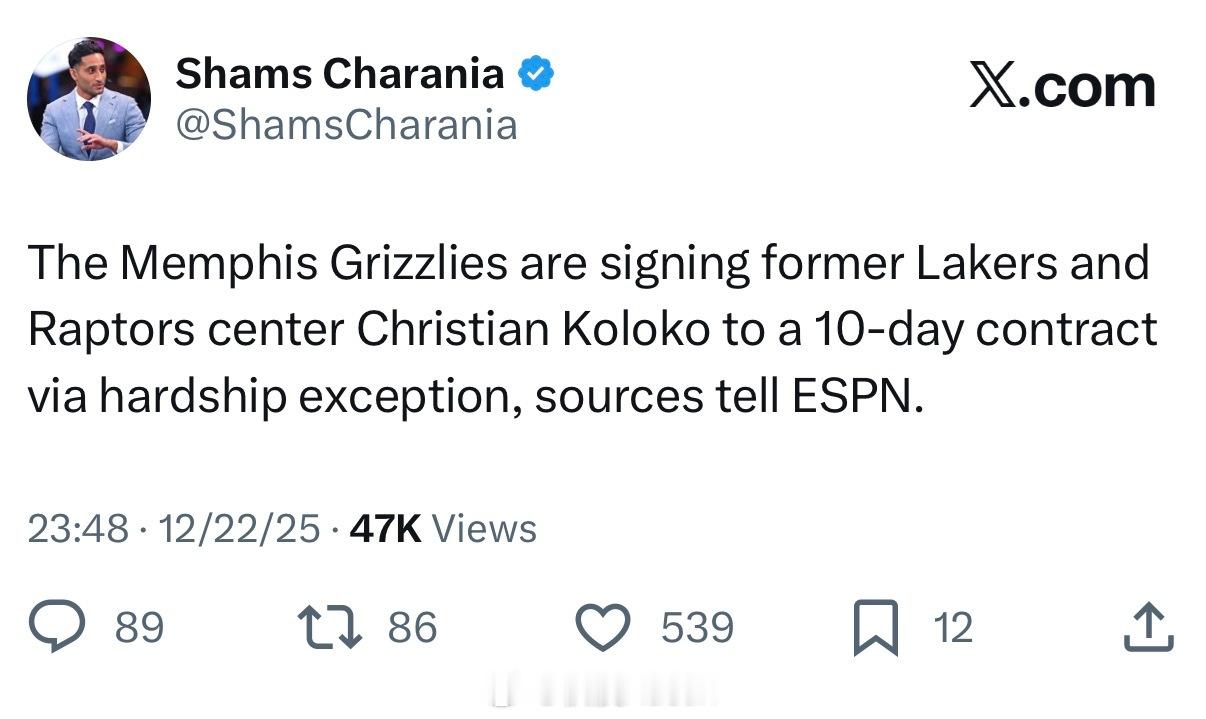 灰熊十天合同签下科洛克去年常规赛空中撞飞莫兰特之人。不知道训练里俩人怎么聊。 