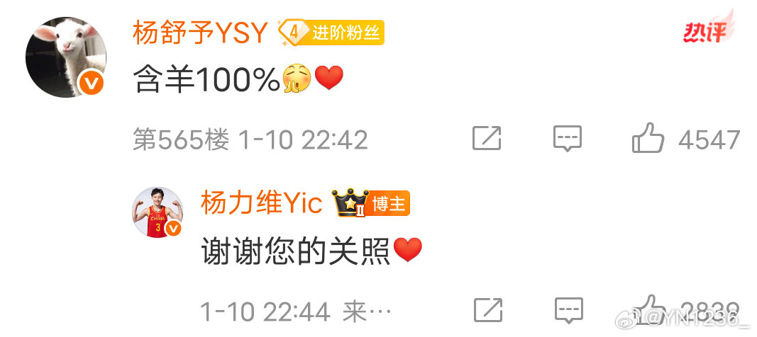 杨力维杨力维杨舒予 看得出来小羊对姐姐发的视频很满意