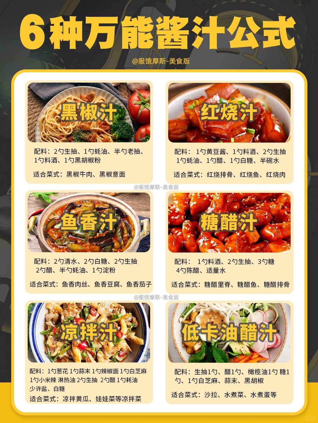 🔥6种万能酱汁公式，一学就会超实用
