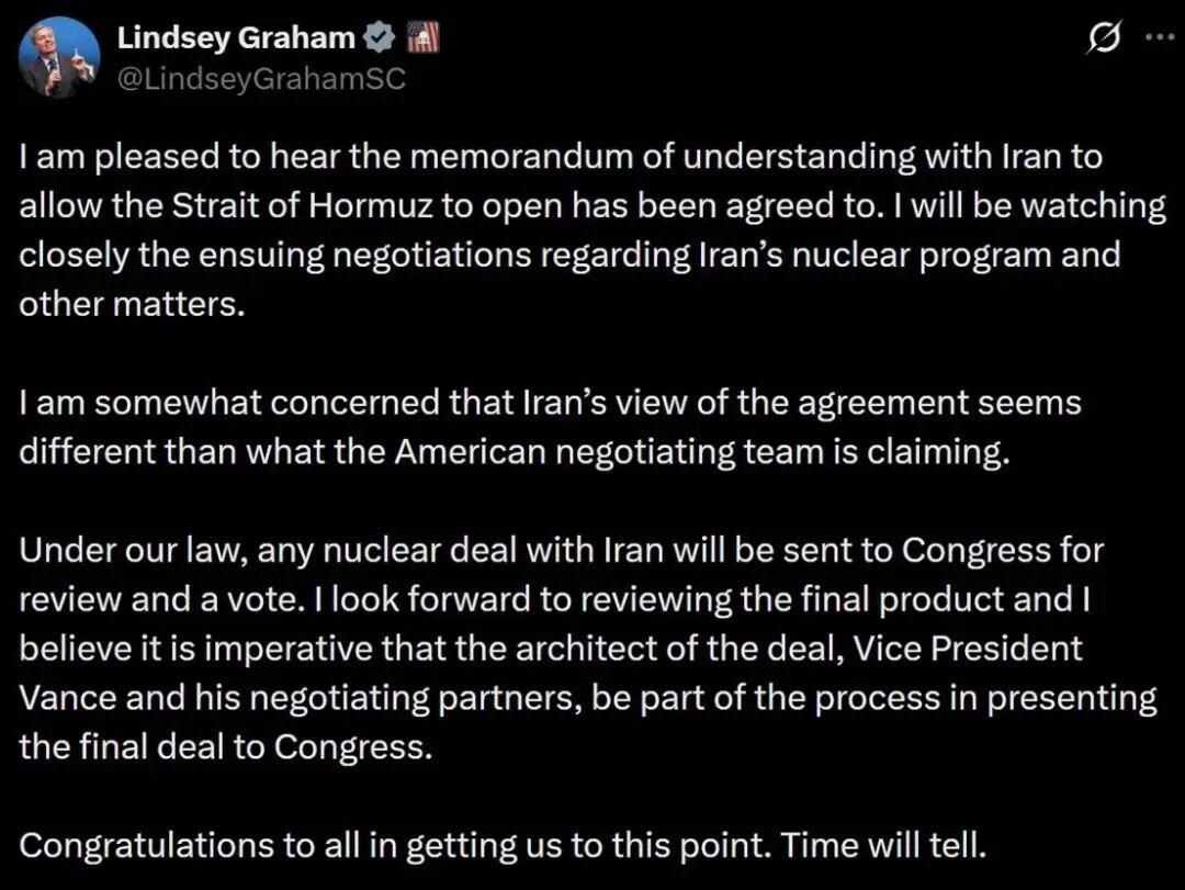 美国和伊朗宣布达成一项谅解备忘录，将于19日在日内瓦举行签署仪式。美国国会的参议