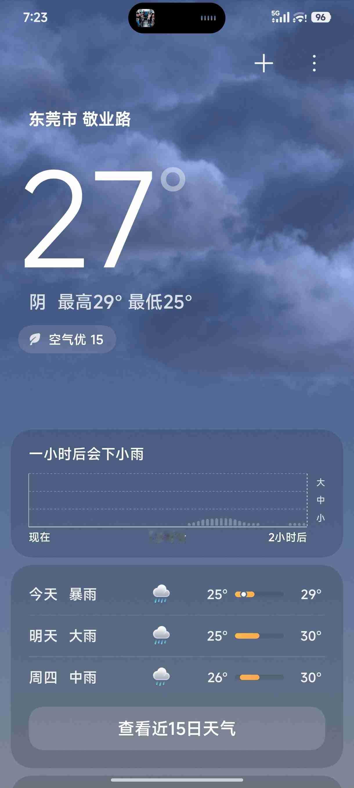 我的今日状态：😁轻松愉快
我这里的天气：☁️阴天
早上起来手机上发了暴雨预警，