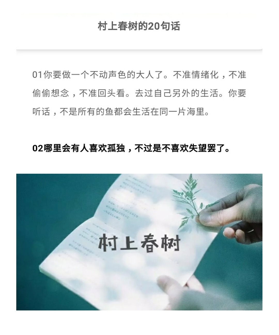 【知识干货】村上春树的20句话 ​​​