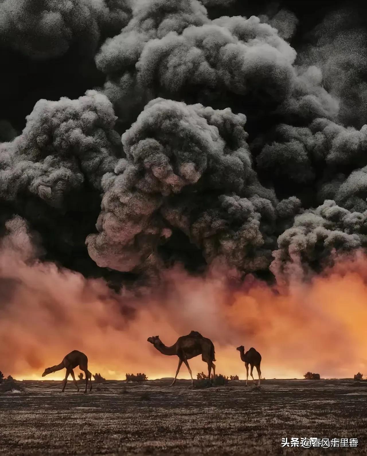 海湾战争的恐怖场景，真的能让人窒息。1991年2月27日，“死亡公路”上，萨达姆