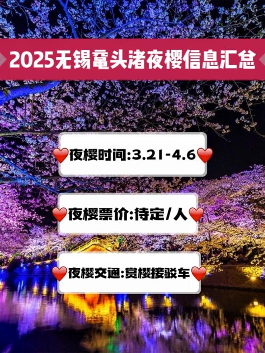 注意❗️2025无锡鼋头渚夜樱信息汇总来啦