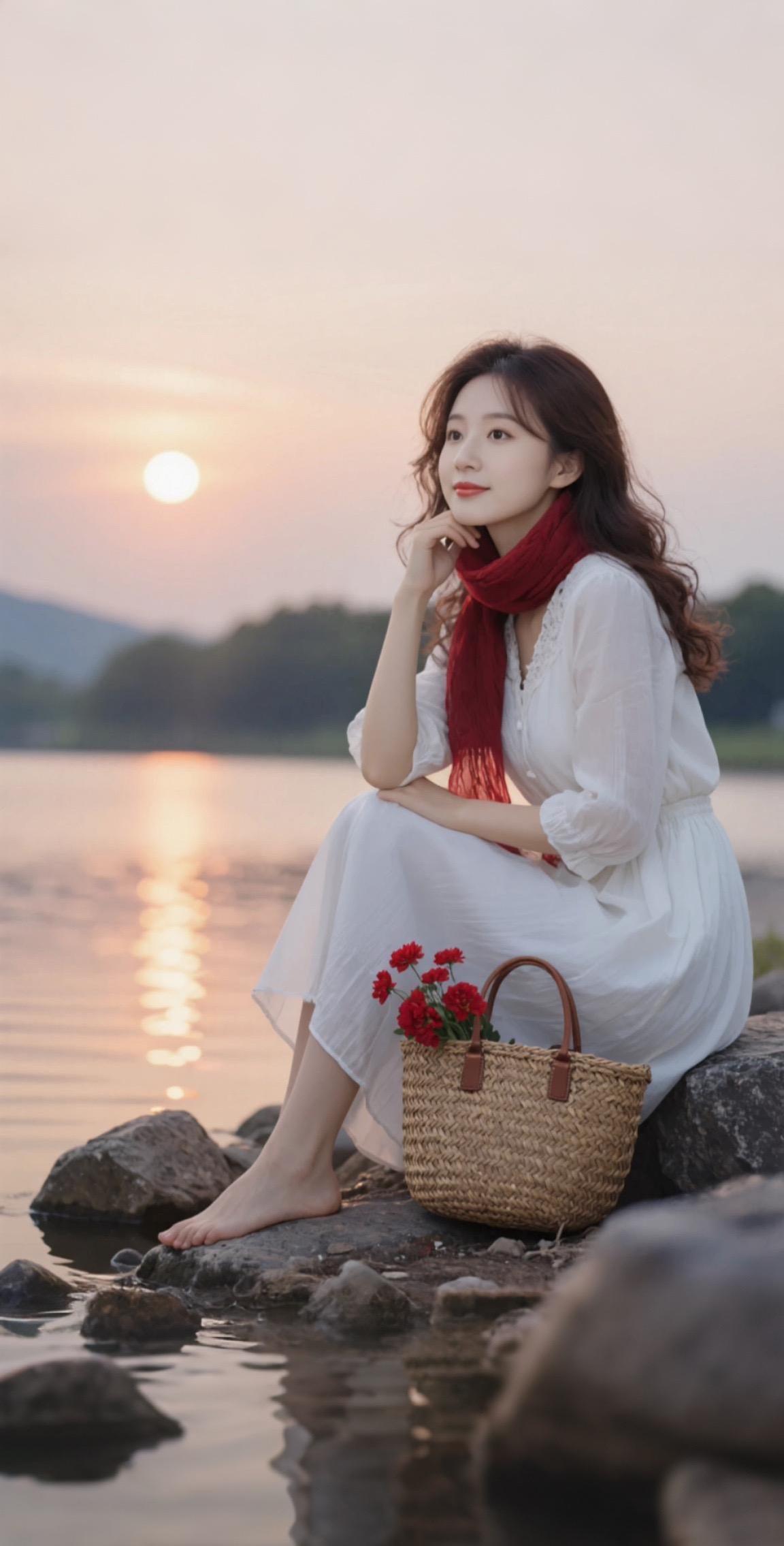 AI扩图 AI夕阳唯美写真