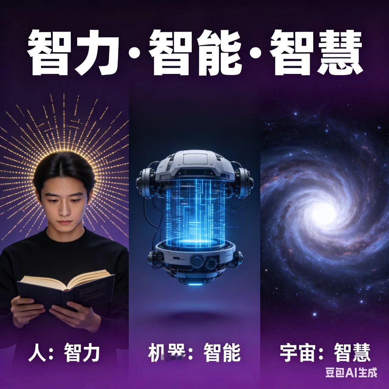 人类智力+机器智能=宇宙智慧

1、人有智力，机器有智能，宇宙有智慧；智力是人理