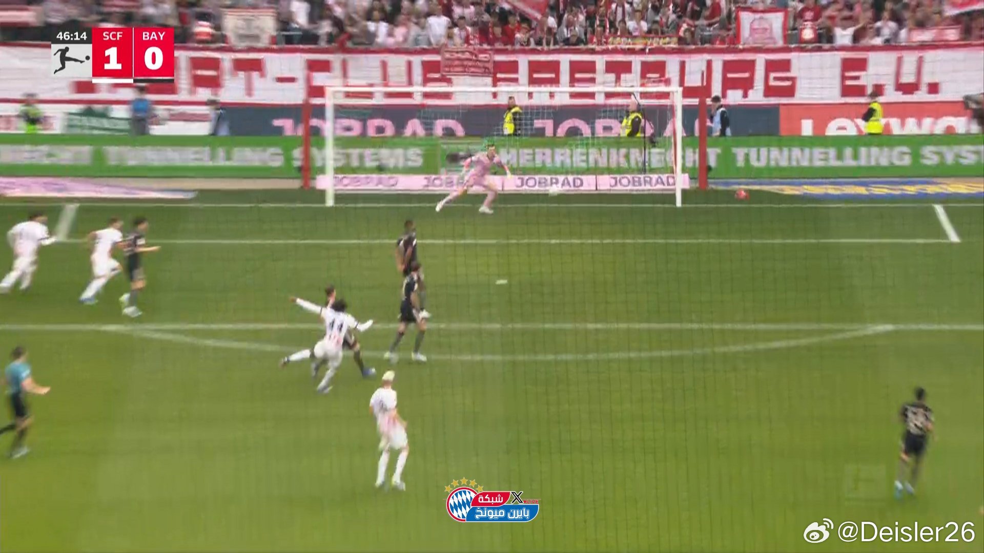 🚨🚨🚨46分鐘，弗賴堡 1-0 拜仁❗❗❗弗頼堡中場曼贊比破門