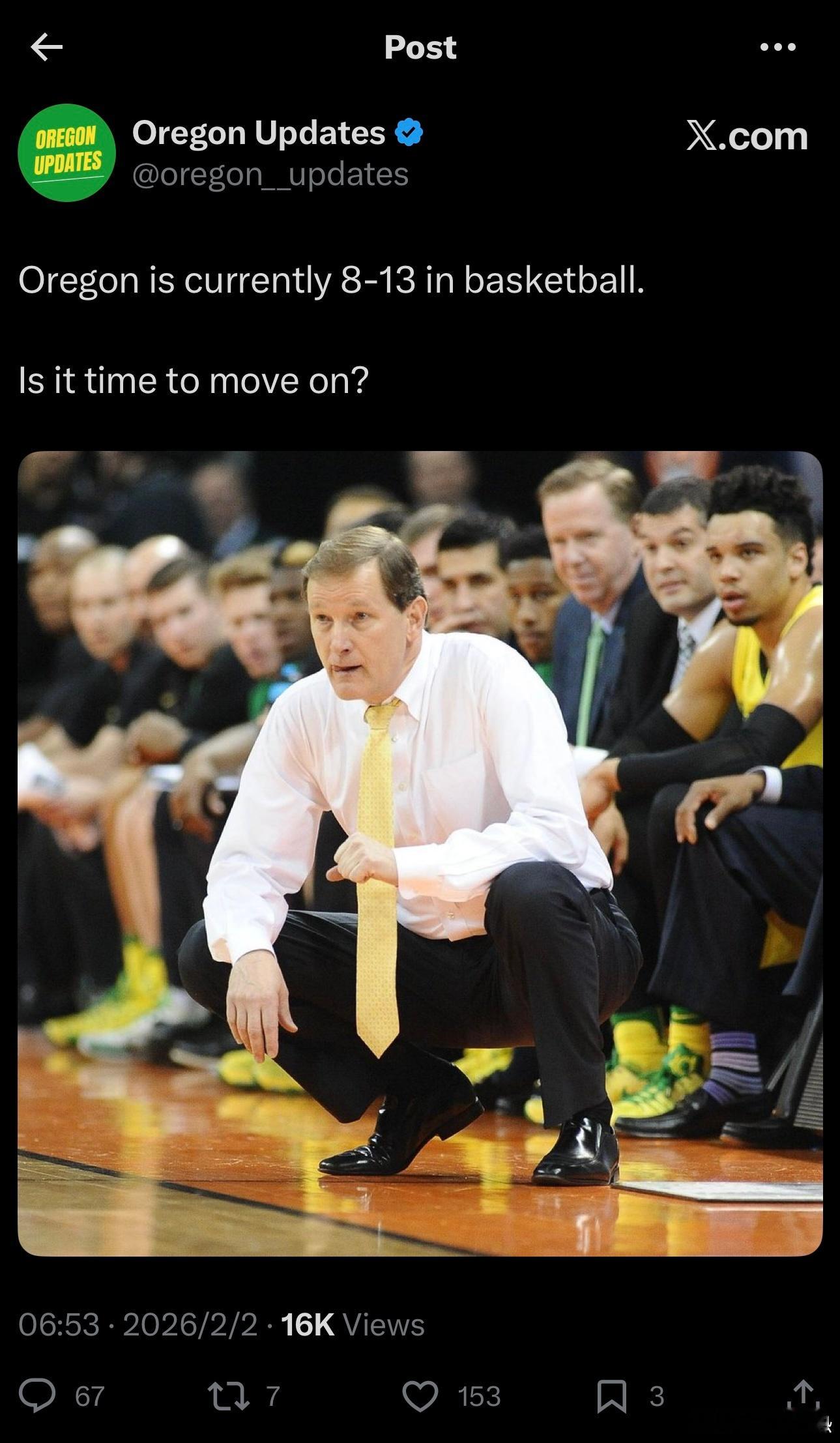 俄勒冈鸭子 一个失败的赛季让换帅呼声再起 