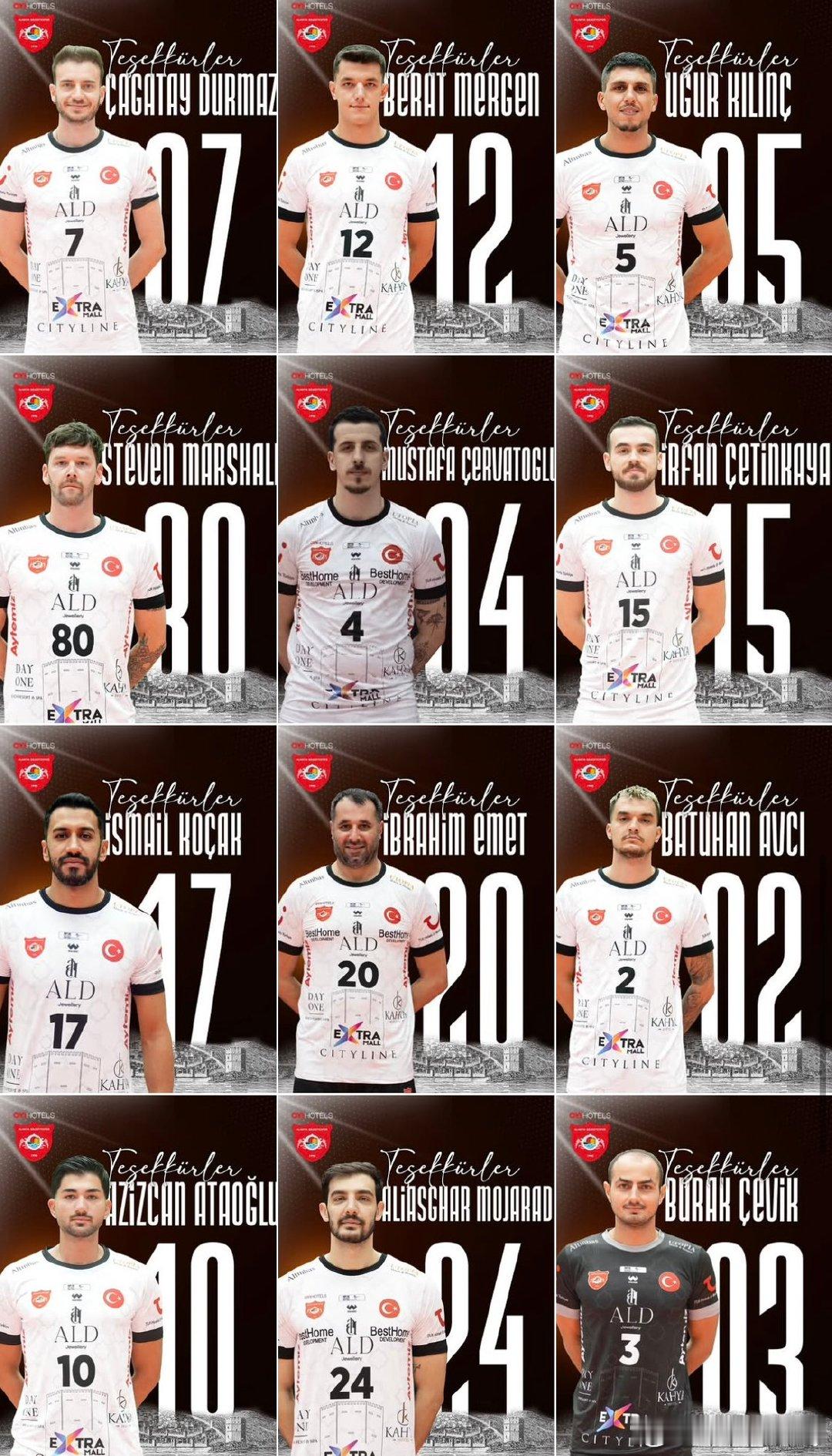 土耳其阿拉尼亚体育酒店俱乐部宣布，与队内15名球员结束合作，名单如下：• 乔治·