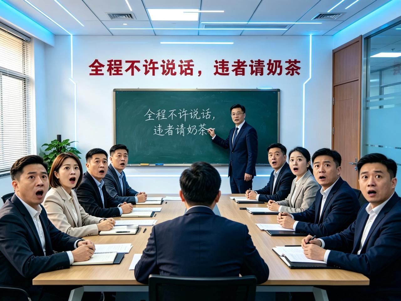 公司来了个新领导。这周他祭出了最狠的一招——“沉默会议”。

周三下午两点，他走