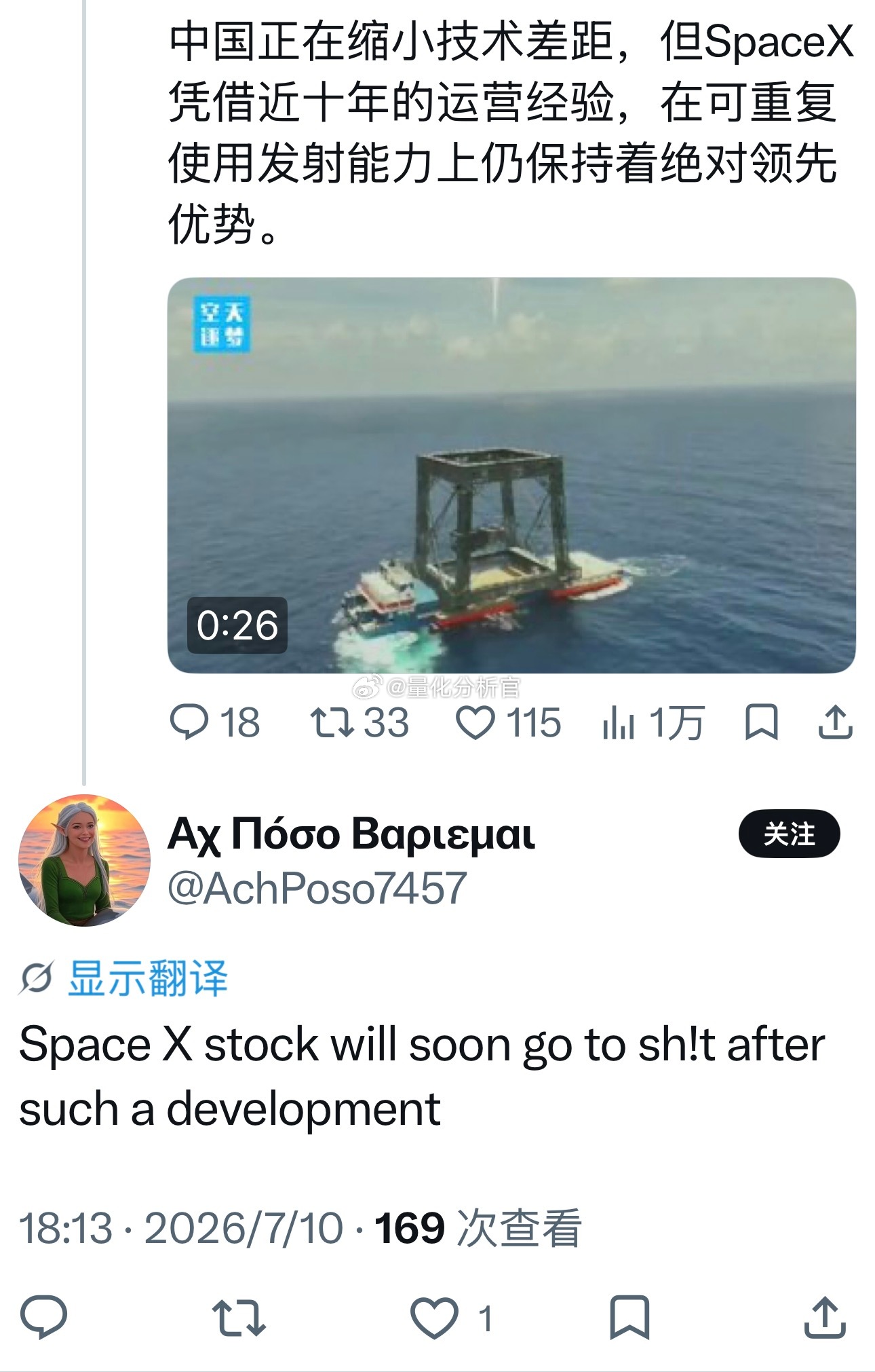 国外投资者：“Space X stock will soon go to sh!