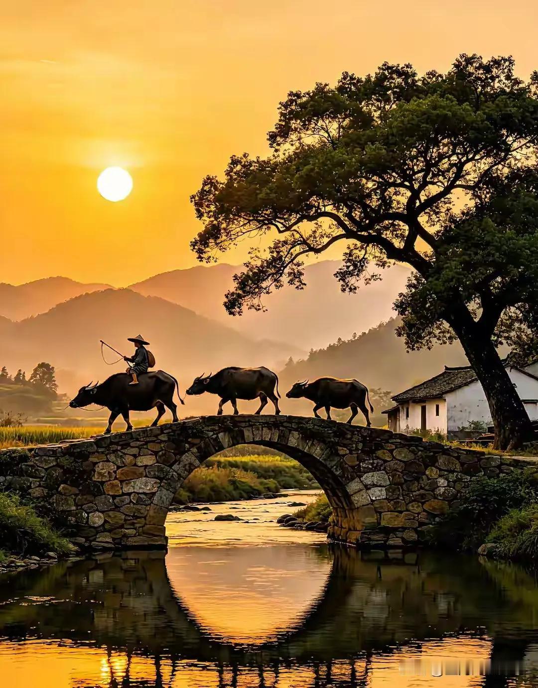 农村哪有老来闲，
古稀之年仍种田。
春夏秋冬年复年，
三餐四季心坦然。