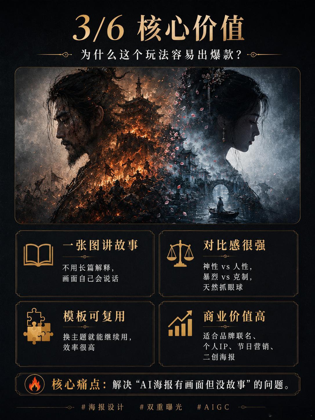 最近在网上刷屏的"双重曝光剪影叙事海报"，一张图就能讲故事，点赞轻松破万！📝 