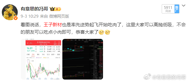 看图说话，王子新材今天也是起飞了，这里高抛低吸就非常的舒服，继续高抛低吸即可，看