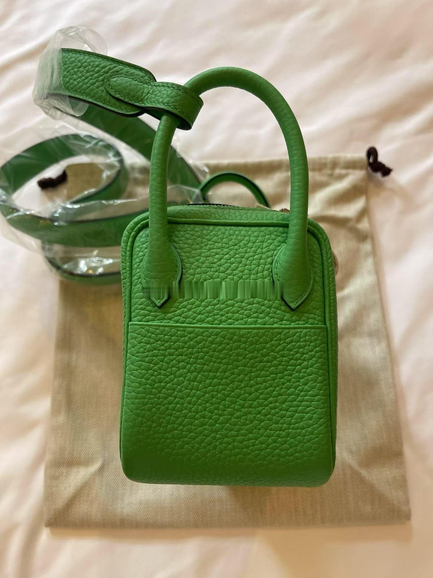 Mini lindy 漫画绿 TC 银扣爱马仕hermes ​​​