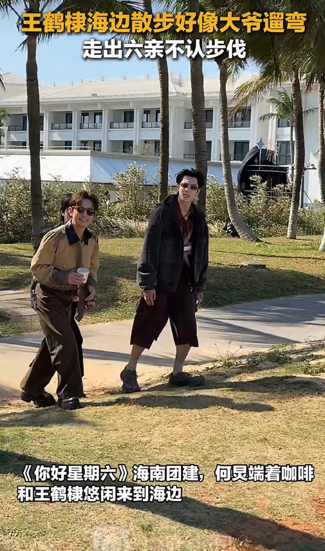 王鹤棣走出六亲不认步伐你好星期六 好六海边团建的名场面太绝了！何炅悠闲端咖啡，王