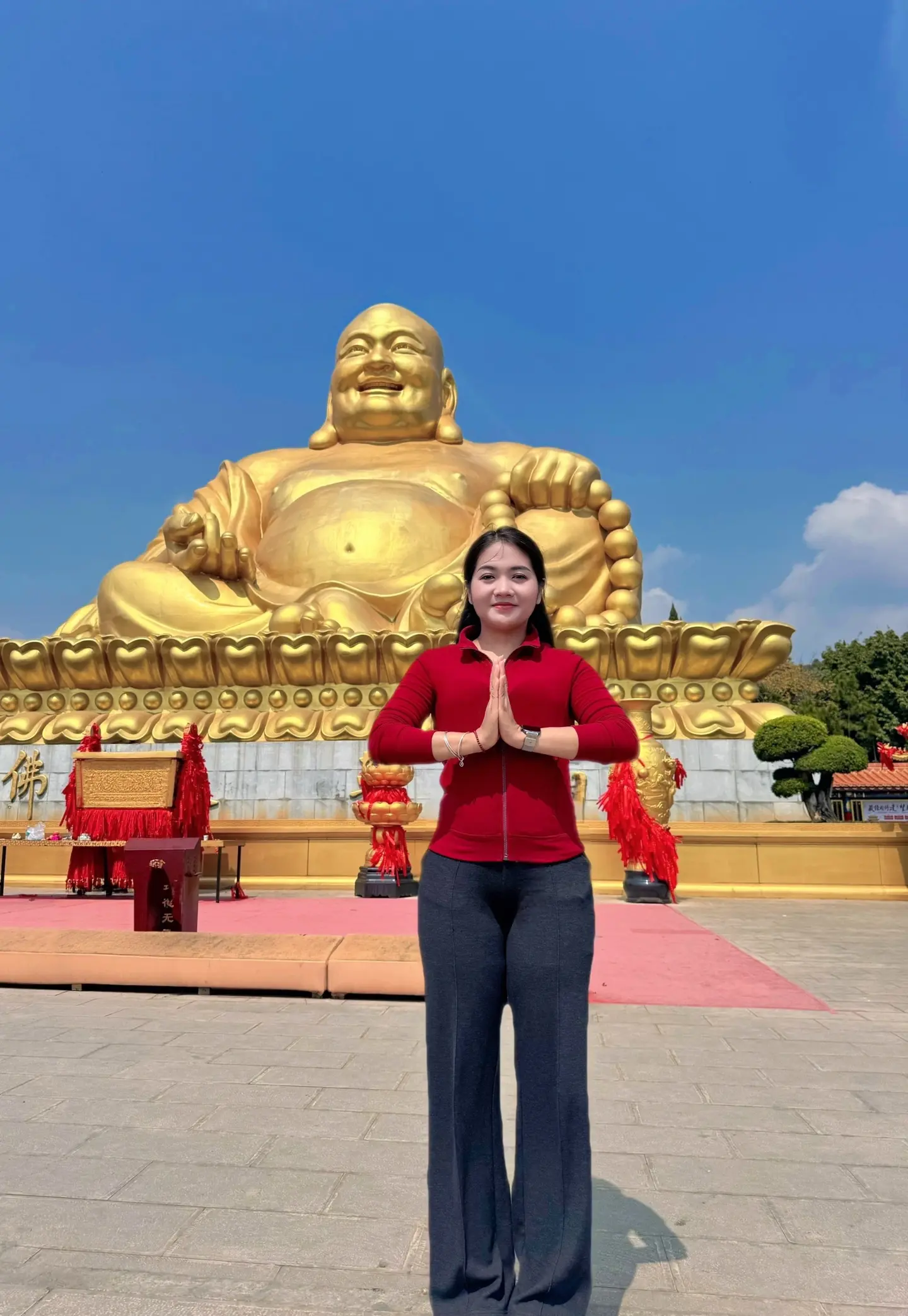 一步一阶，携手同行 共登1999级台阶 登顶见世界最大弥勒大佛 点三柱...