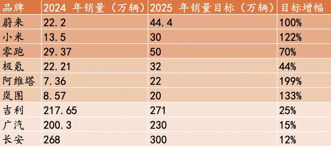 2024年的车市热闹非凡，各车企狂奔之下，完成年度销量目标的却是很少，2025年