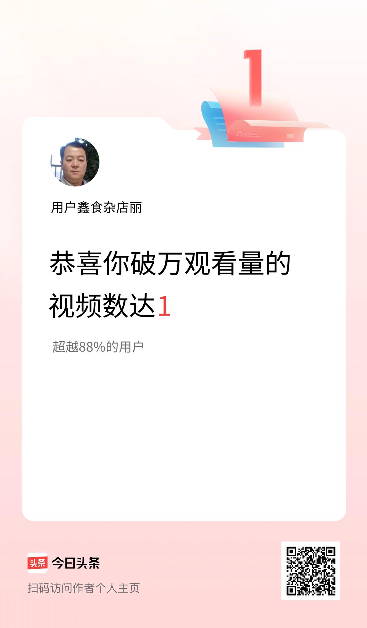 我在头条有1条视频播放量破万了！