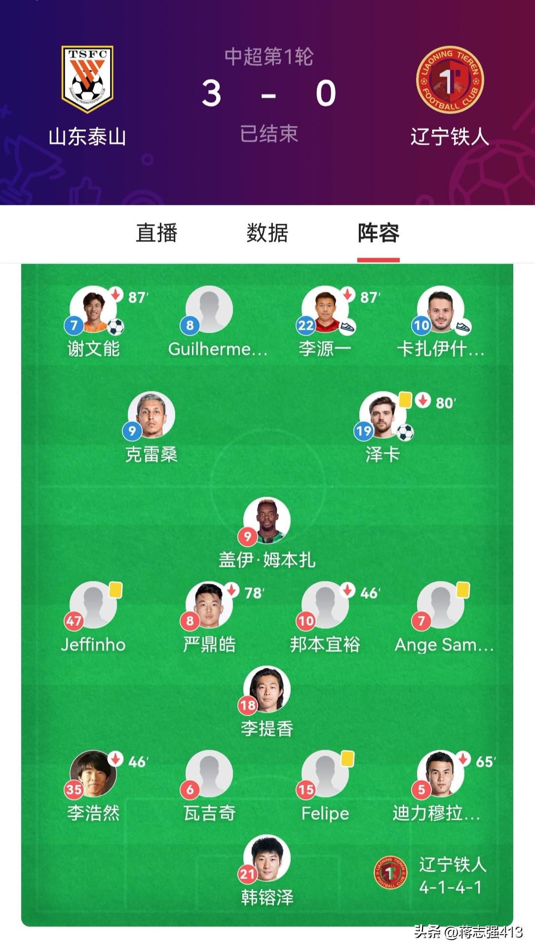 集卡领红包辽宁铁人还是别想着夺冠，第一场中超首秀就叫山东泰山上了一课，人家山东这