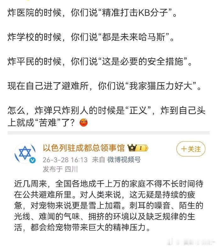 它们是真没把加沙人当人啊，犹太种族主义是真强，才会觉得他们的猫都比人高贵。