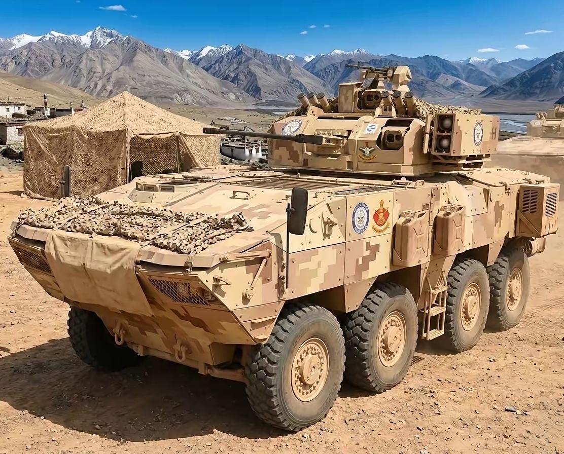 采用沙漠迷彩的印度“Vikram” VT21轮式装甲车