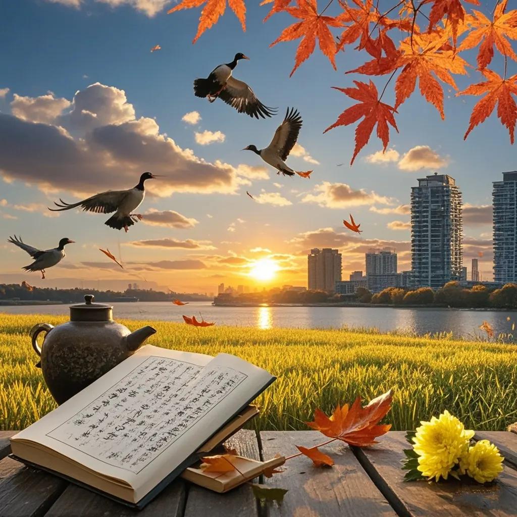 #一句话记录秋日心情#
《秋日心情赋》
 
时维九月，序属三秋。清风渐起，凉意初