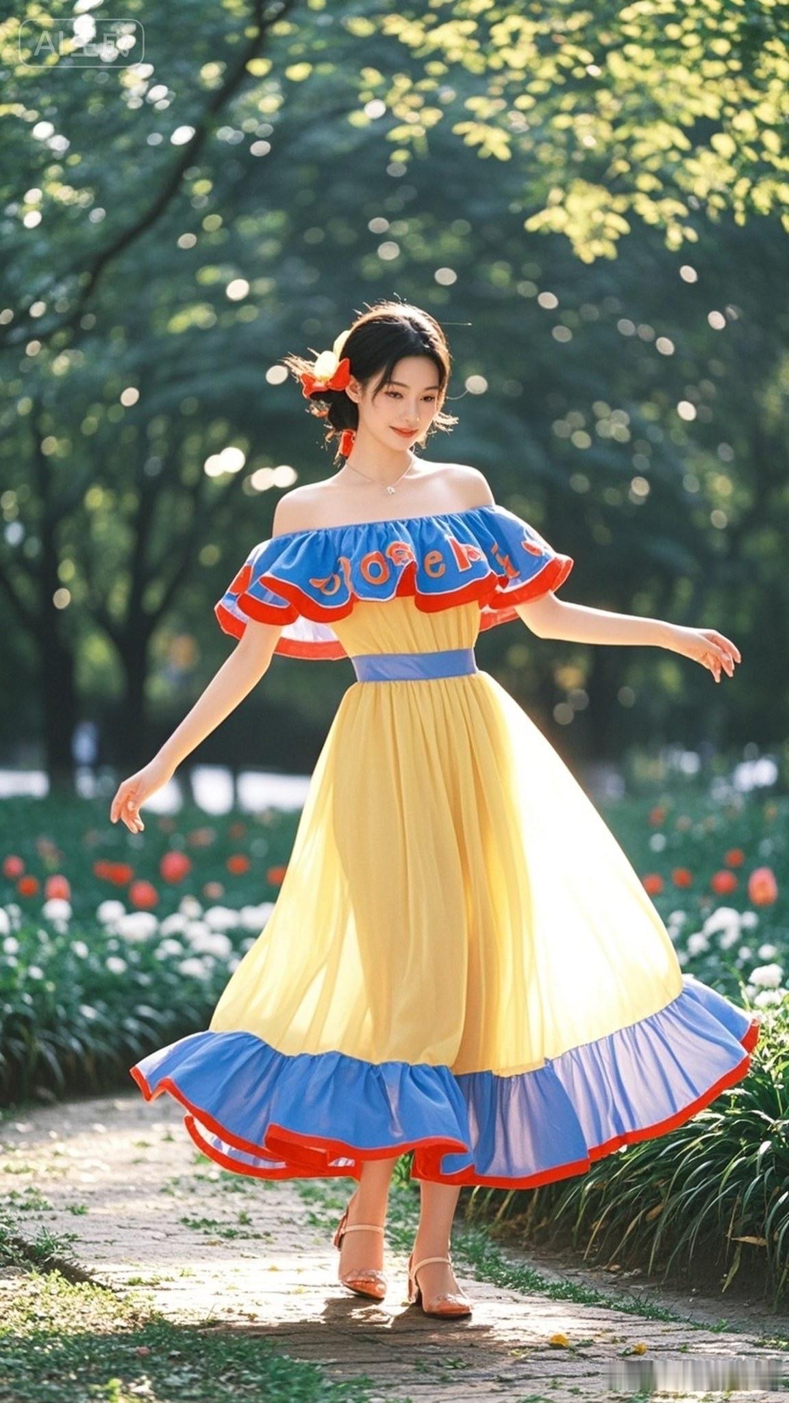夏日清新穿搭，蓝白条纹连衣裙，阳光下的甜美少女