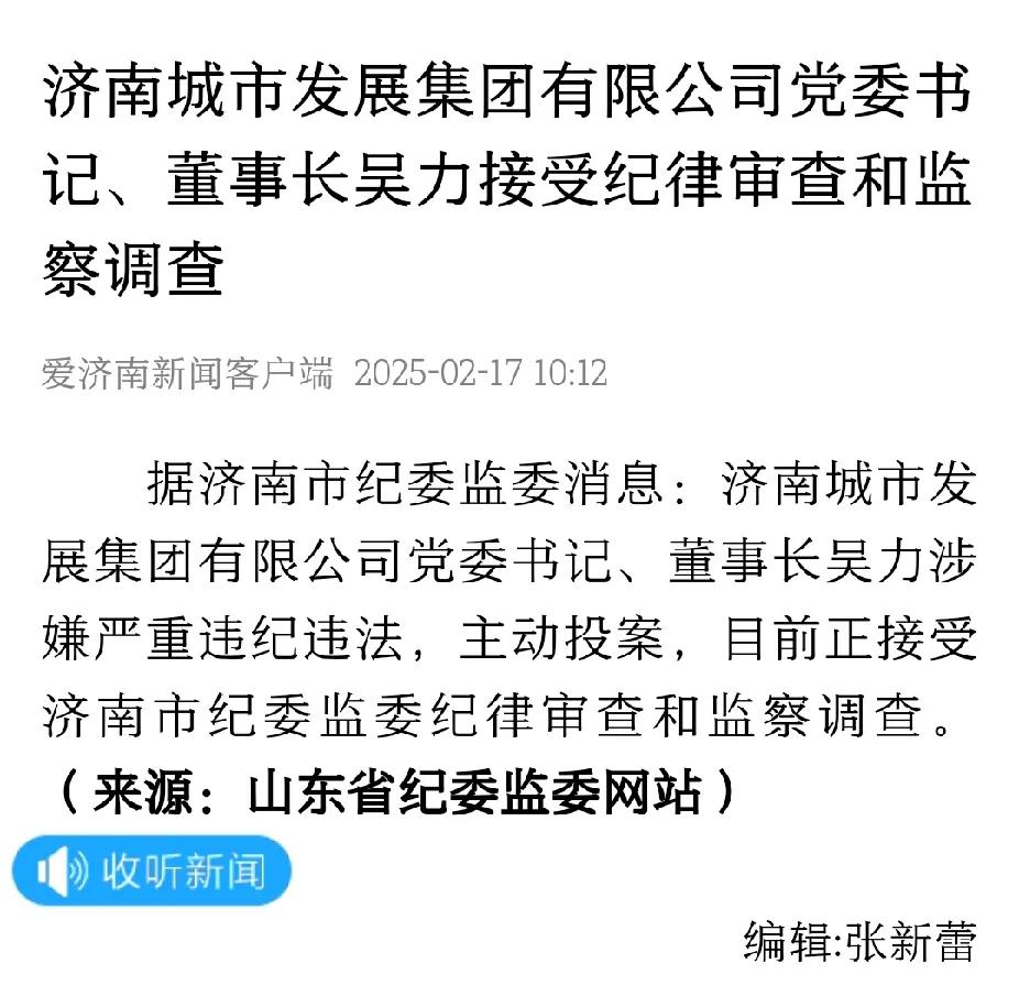 突发，济南城发的一把手被查了。济南的大大小小的城市投资平台，真的应该好好审计一下