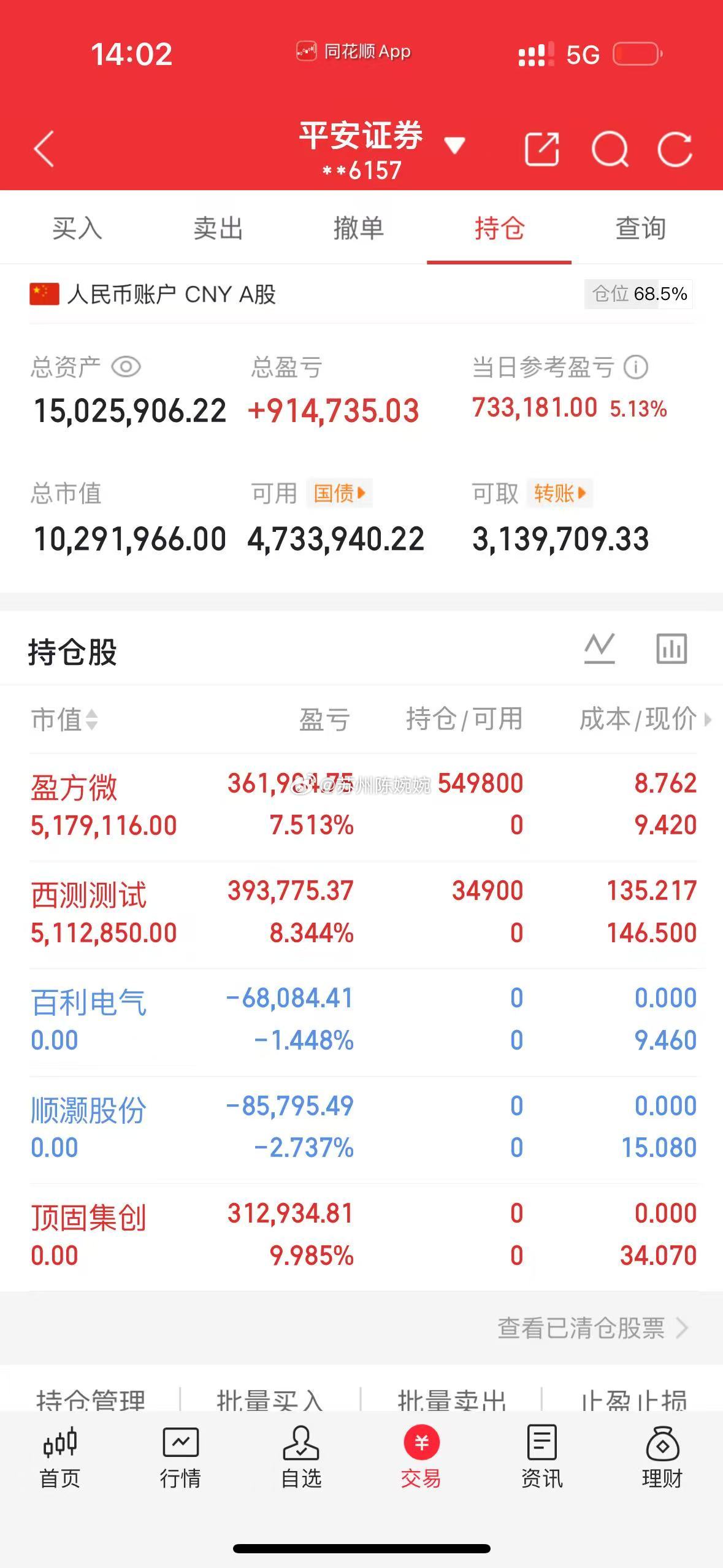 500万本金，目标1年做到1000万，1年翻五倍，欢迎各位前来验证！（第64天）