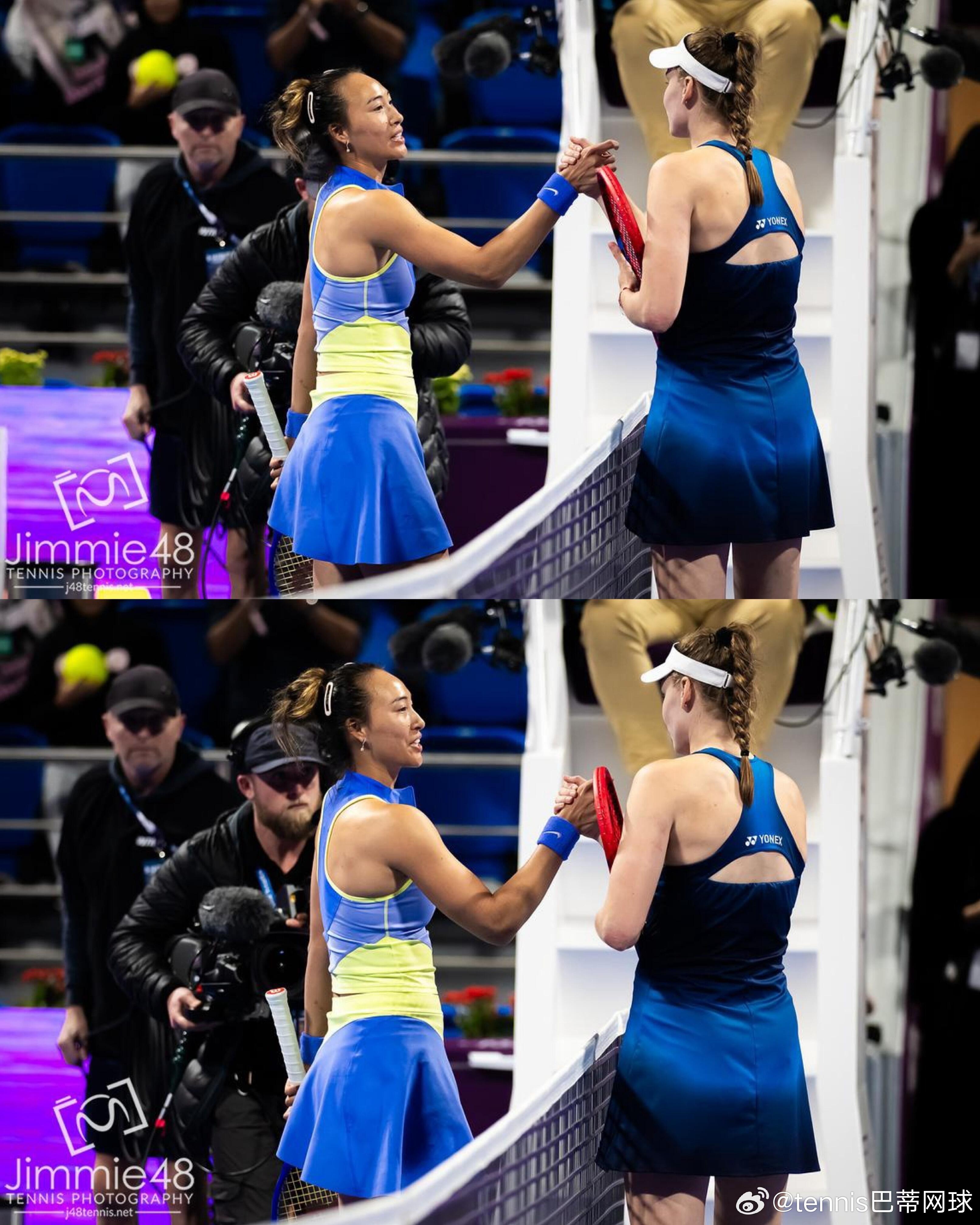 多哈R3郑钦文vs莱巴金娜非常帅的一组图，郑钦文将于2.15-2.21参加迪拜1