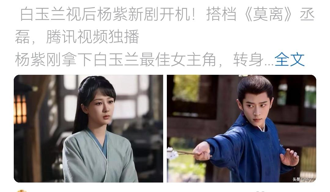全网都在传：杨紫将搭档丞磊主演《君有云》？

凭借《生命树》拿下白玉兰奖视后，杨