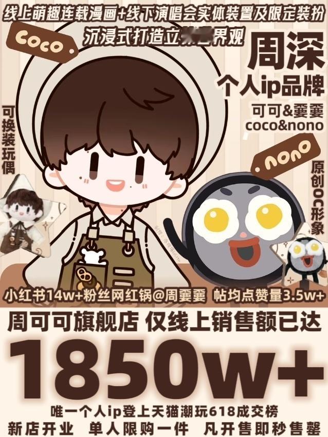 周深原创oc品牌Coco&nono（周可可旗舰店）在限购的情况下，618期间成交