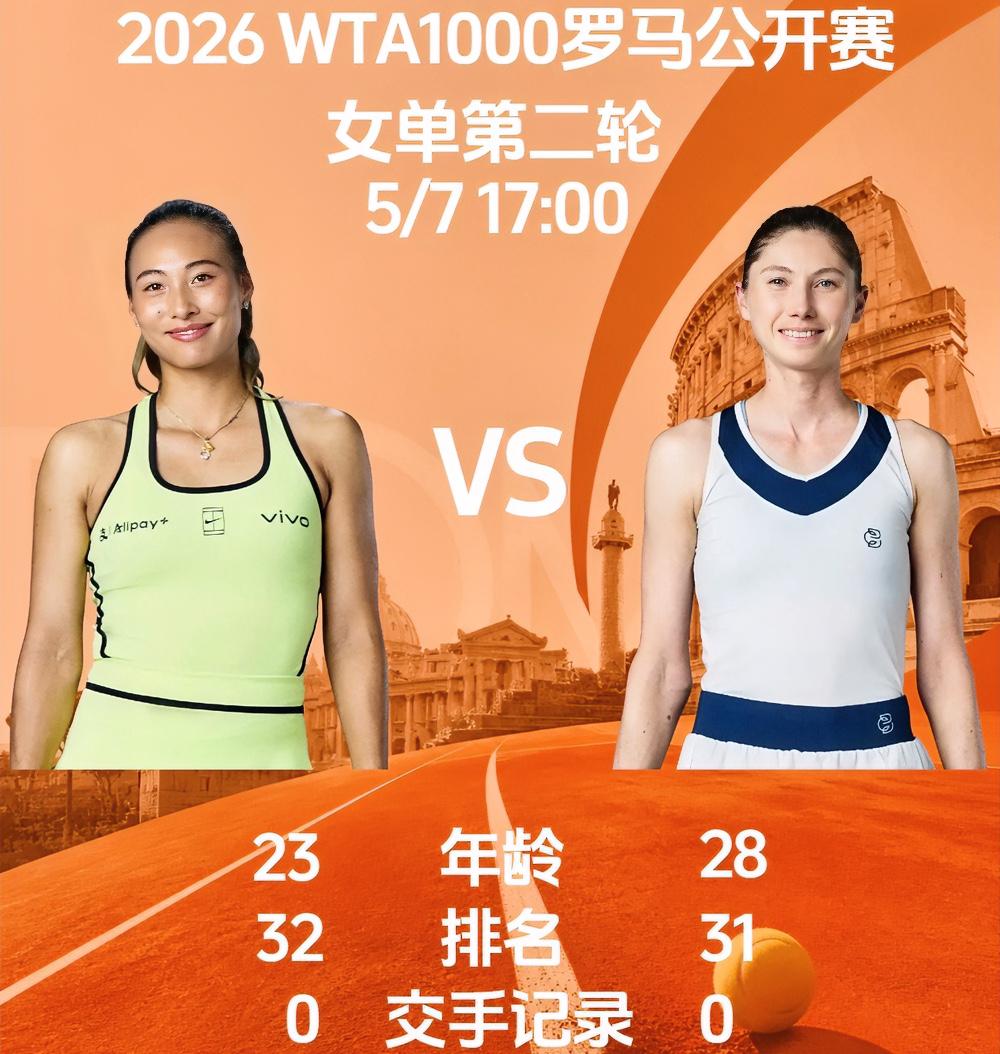 今天的快乐源泉来啦！！
5月7日下午5点、郑钦文的比赛来袭！！
WTA1000罗