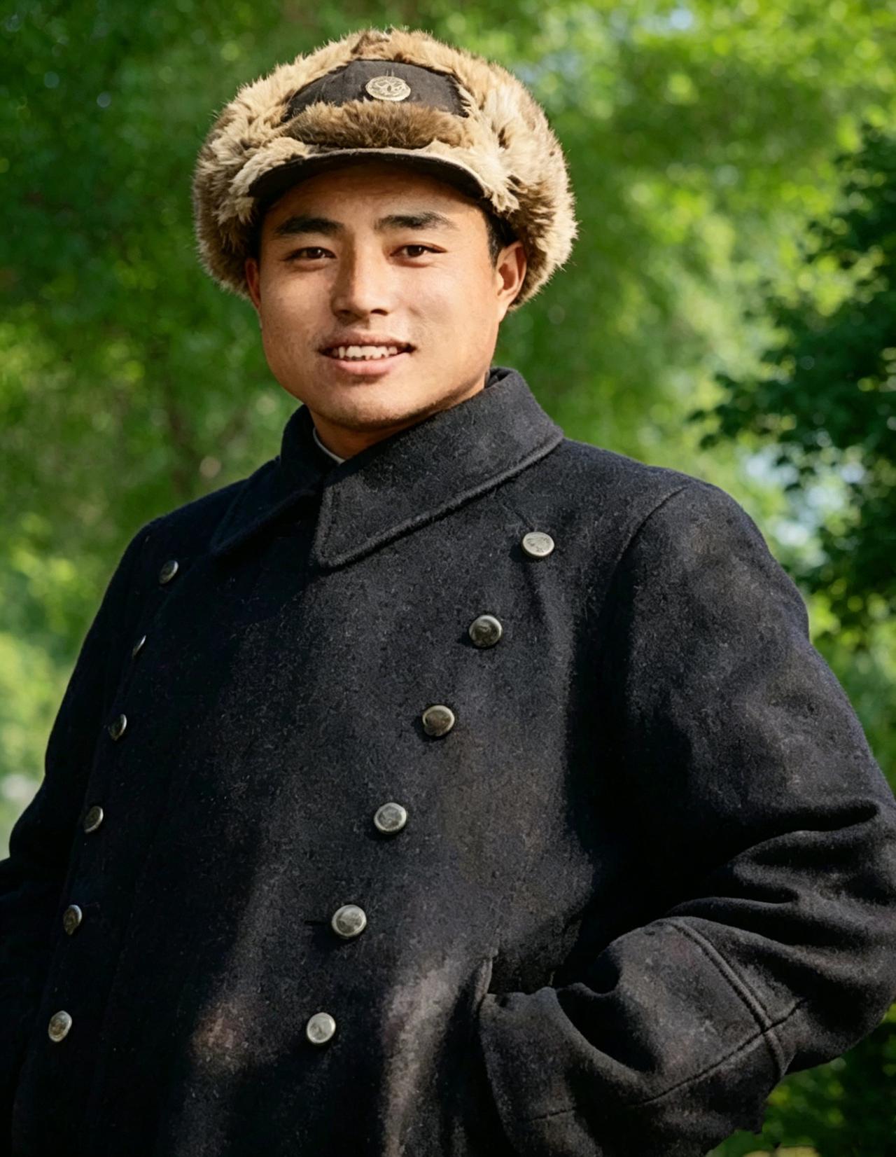 这位戴军帽，穿军大衣的年轻男子正是滨县独立营营长兼政委的刘竹溪。在抗战与解放战争