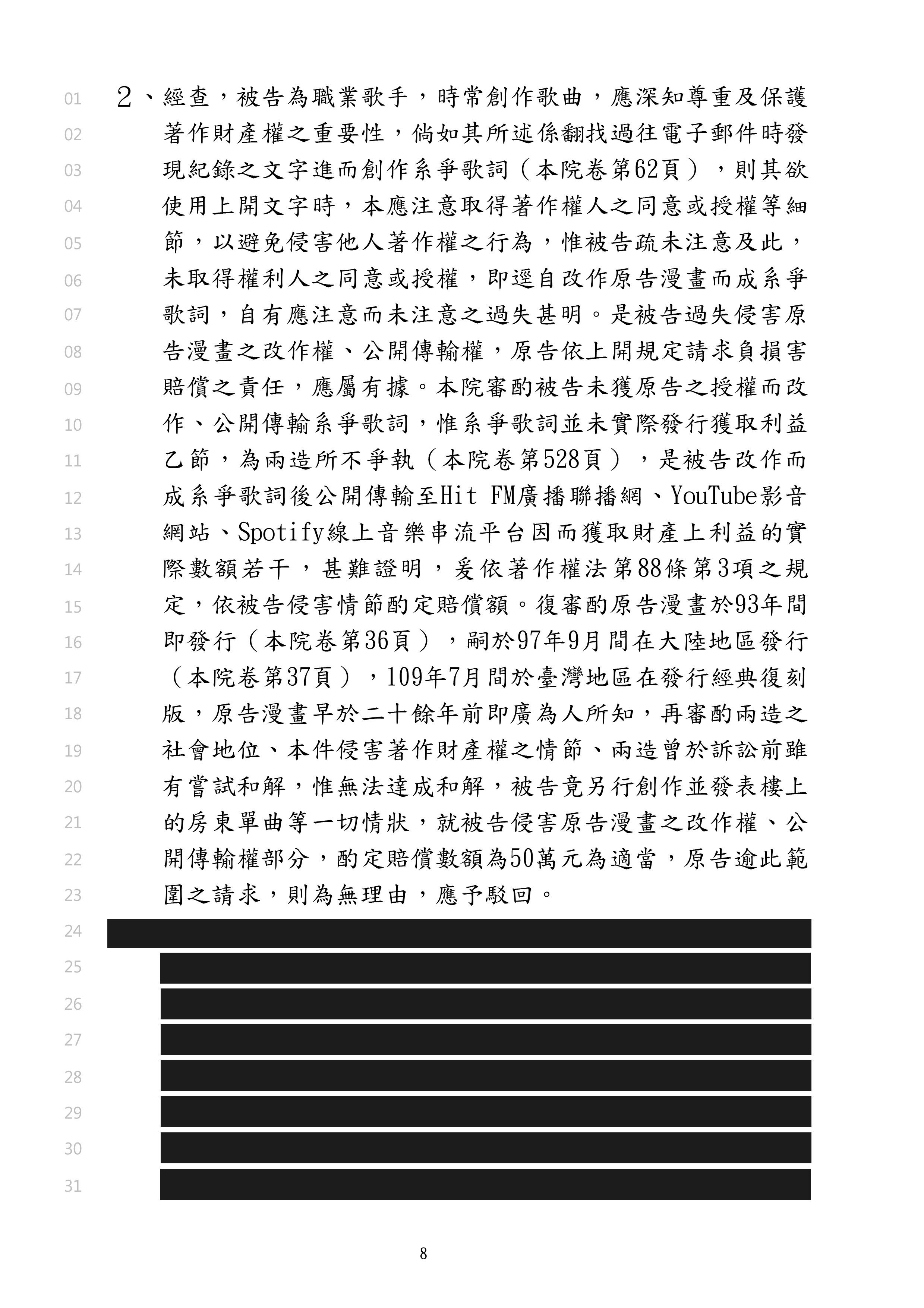 上周，智慧财产及商业法院宣判我胜诉：2023年8月嘻哈歌手M C Hotdog热